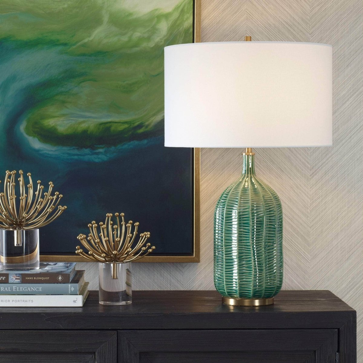 Bixby Green Table Lamp - Uttermost - Table Lamps by Modest Hut