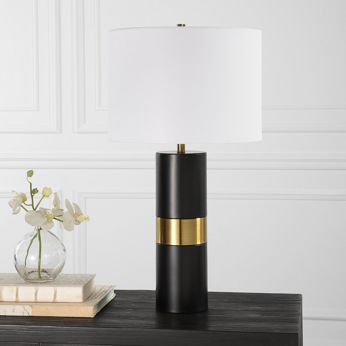 Black Metal Table Lamp with Gold Accents - Uttermost - Table Lamps by Modest Hut