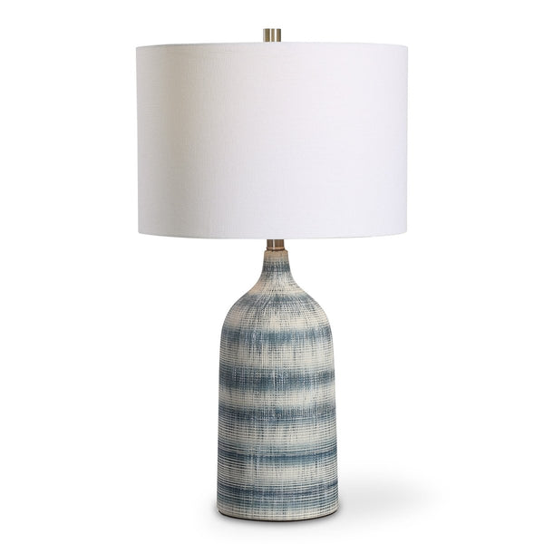 Blue and White Striped Ceramic Table Lamp - Uttermost - Table Lamps by Modest Hut