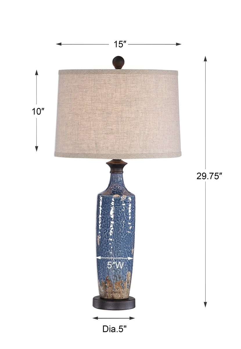 Blue Textured Ceramic Table Lamp - Uttermost - Table Lamps by Modest Hut