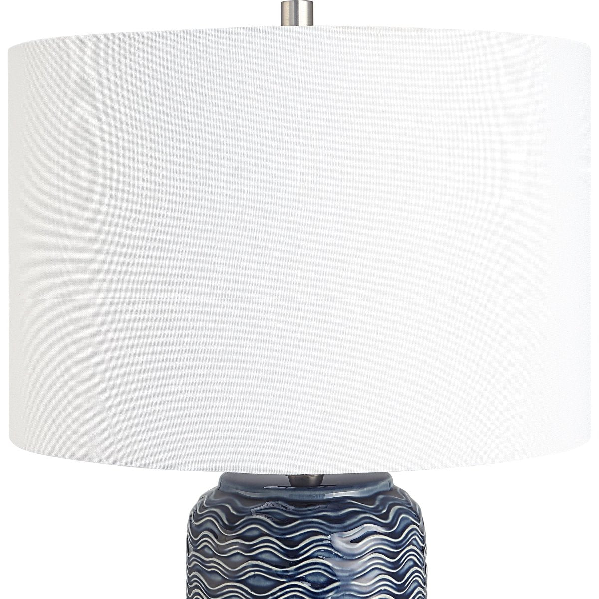 Blue Wavy Texture Ceramic Table Lamp - Uttermost - Table Lamps by Modest Hut