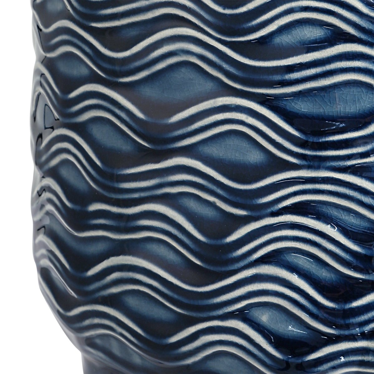Blue Wavy Texture Ceramic Table Lamp - Uttermost - Table Lamps by Modest Hut