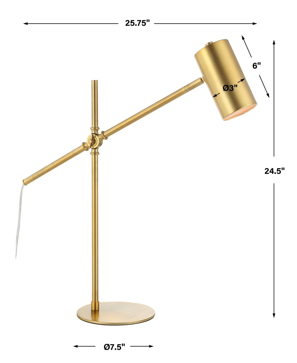Brushed Gold Desk Lamp with Adjustable Arm - Uttermost - Table Lamps by Modest Hut