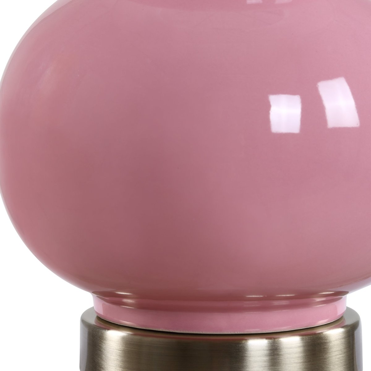 Bubblegum Pink Ceramic Table Lamp with Brass Accents - Uttermost - Table Lamps by Modest Hut