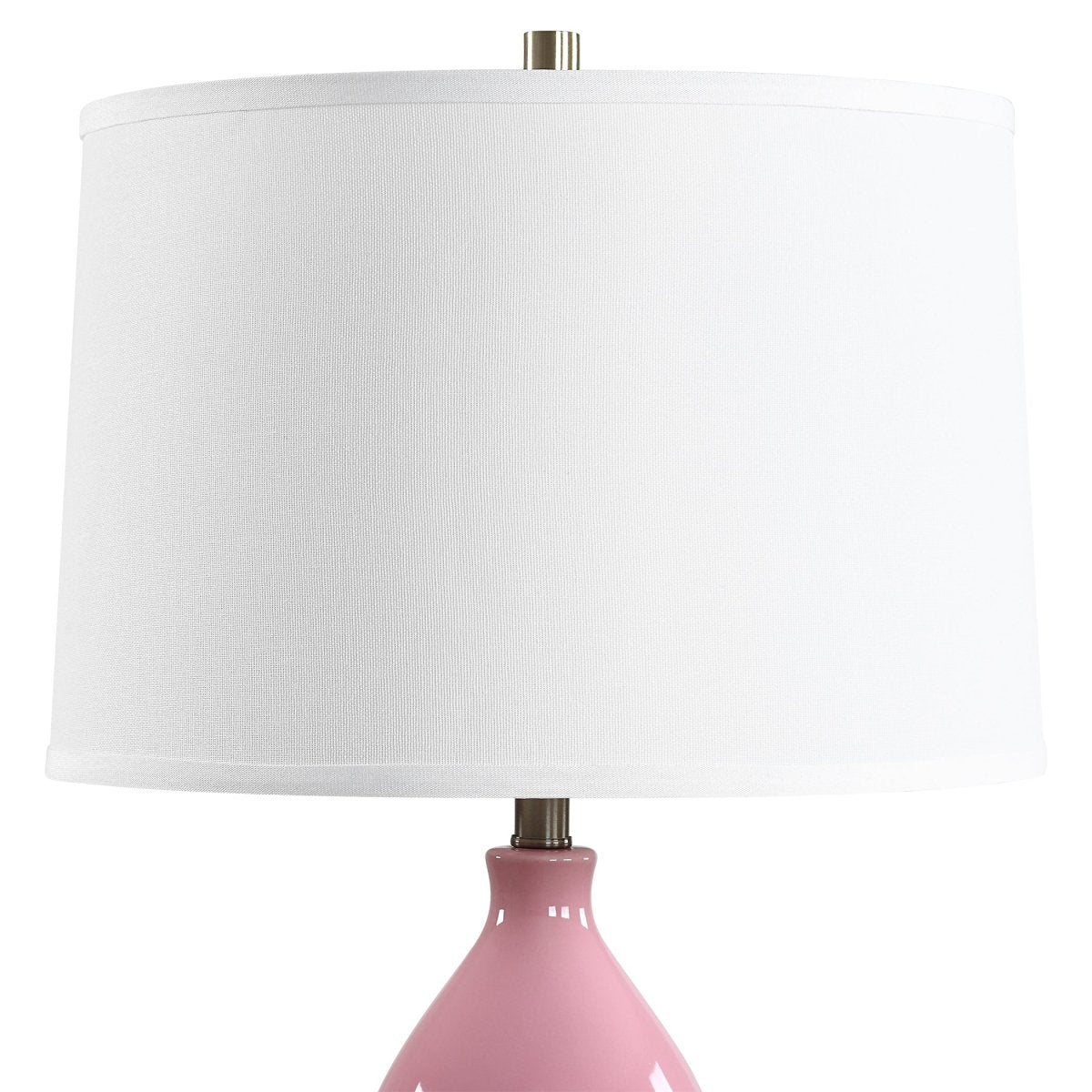 Bubblegum Pink Ceramic Table Lamp with Brass Accents - Uttermost - Table Lamps by Modest Hut