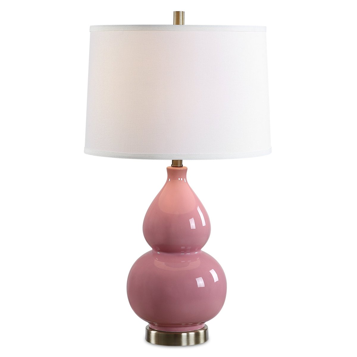 Bubblegum Pink Ceramic Table Lamp with Brass Accents - Uttermost - Table Lamps by Modest Hut