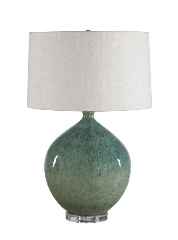 Alternate angle of the Callista Teal Blue Ceramic Table Lamp by Uttermost