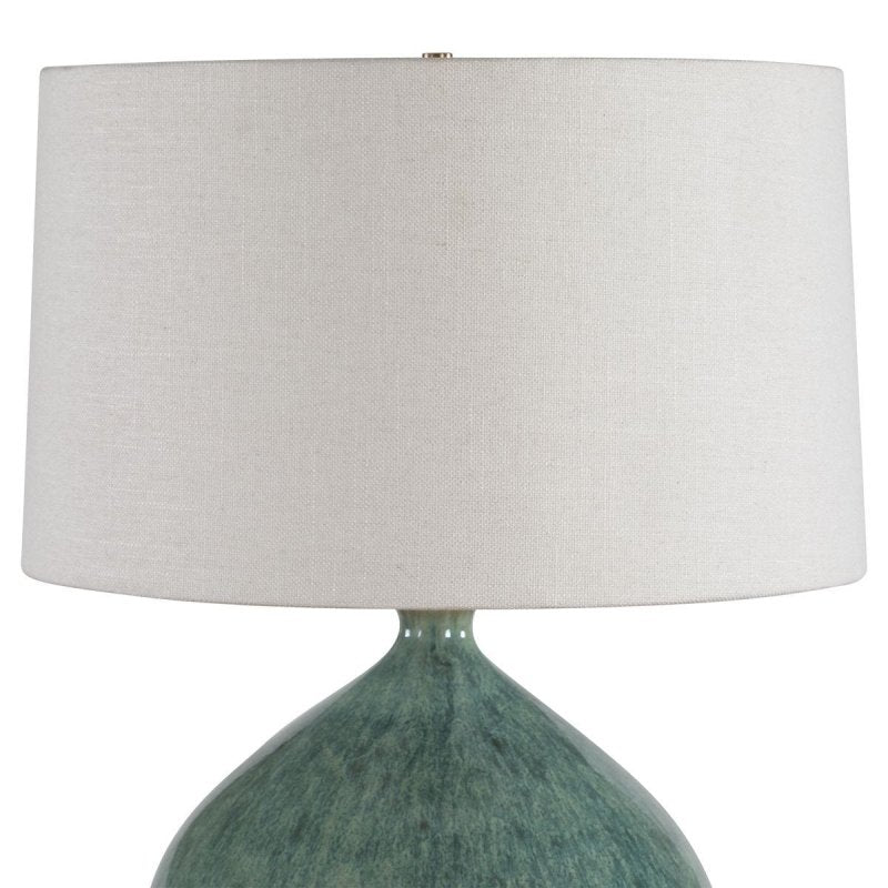 Side profile of the Callista Teal Blue Ceramic Table Lamp by Uttermost