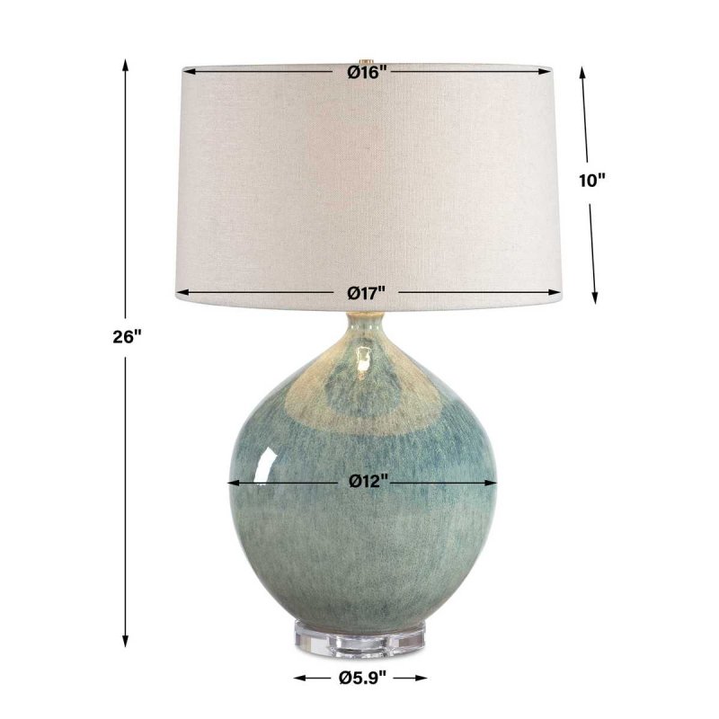 Dimension guide for the Callista Teal Blue Ceramic Table Lamp