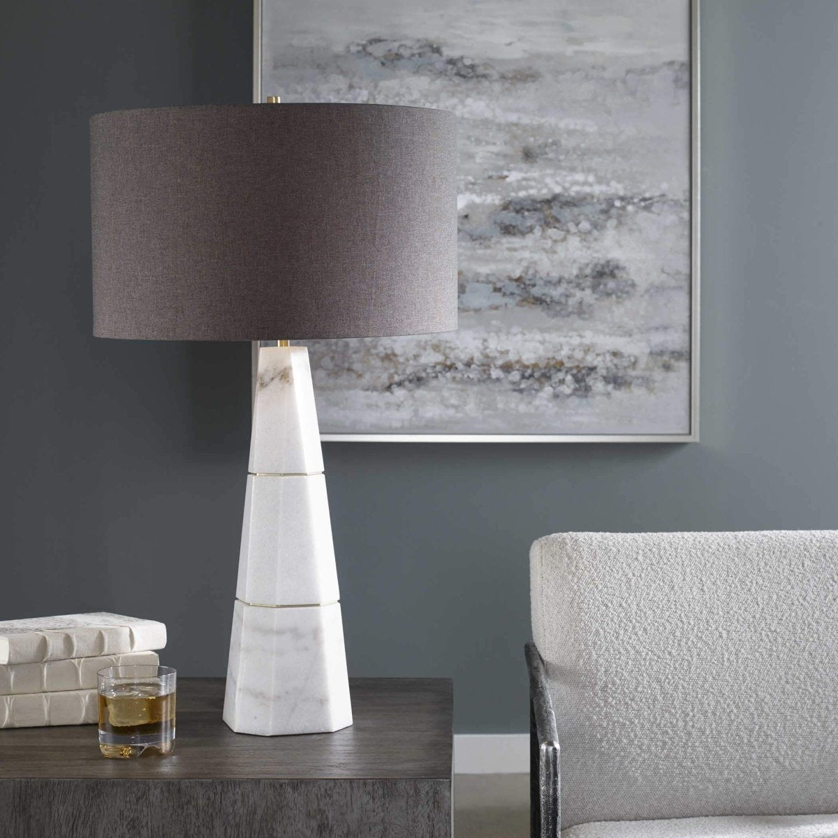 Citadel White Marble Table Lamp - Uttermost - Table Lamps by Modest Hut