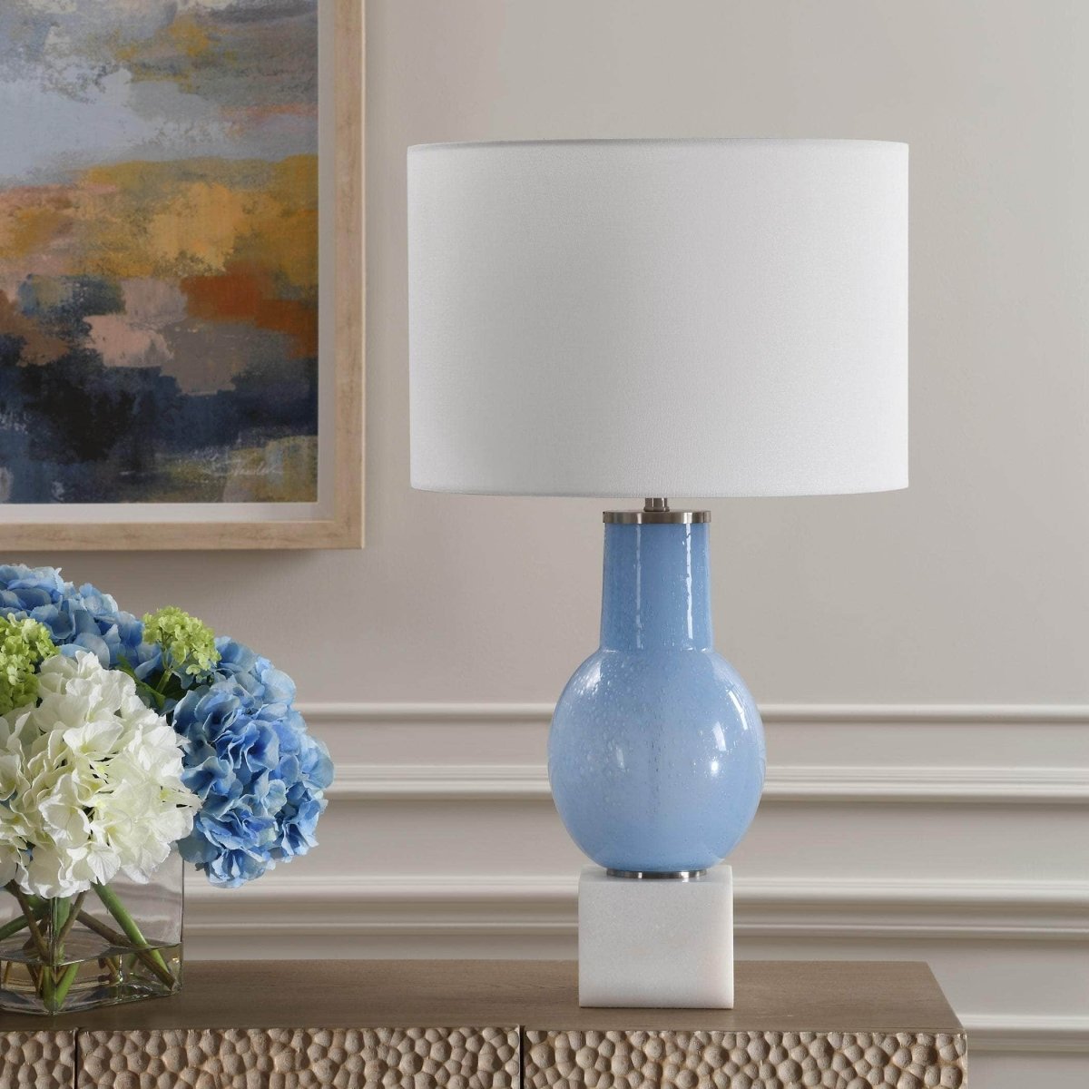 Clear Sky Blue Glass Table Lamp - Uttermost - Table Lamps by Modest Hut