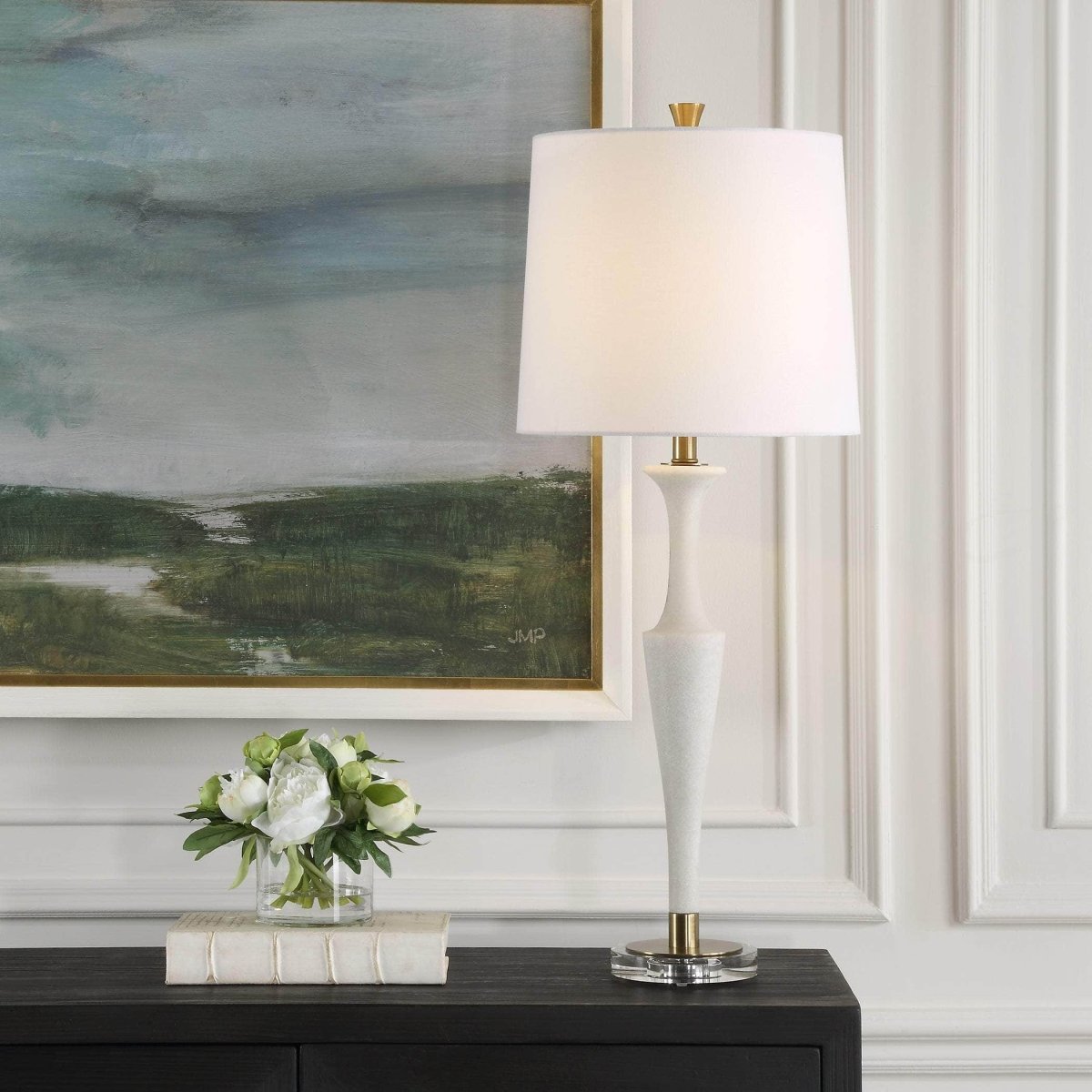 Colette White Stone Table Lamp - Uttermost - Table Lamps by Modest Hut