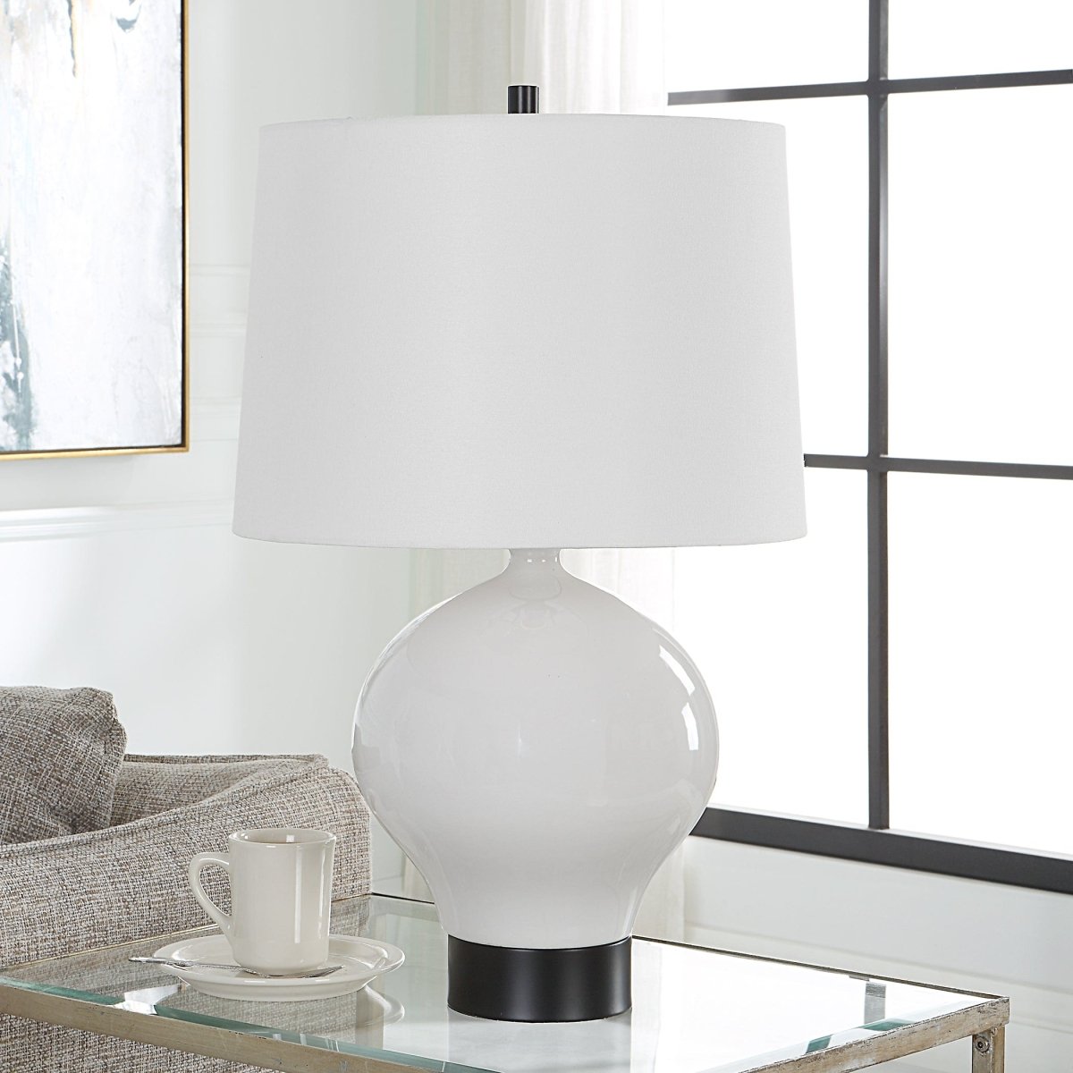 Collar Gloss White Table Lamp - Uttermost - Table Lamps by Modest Hut