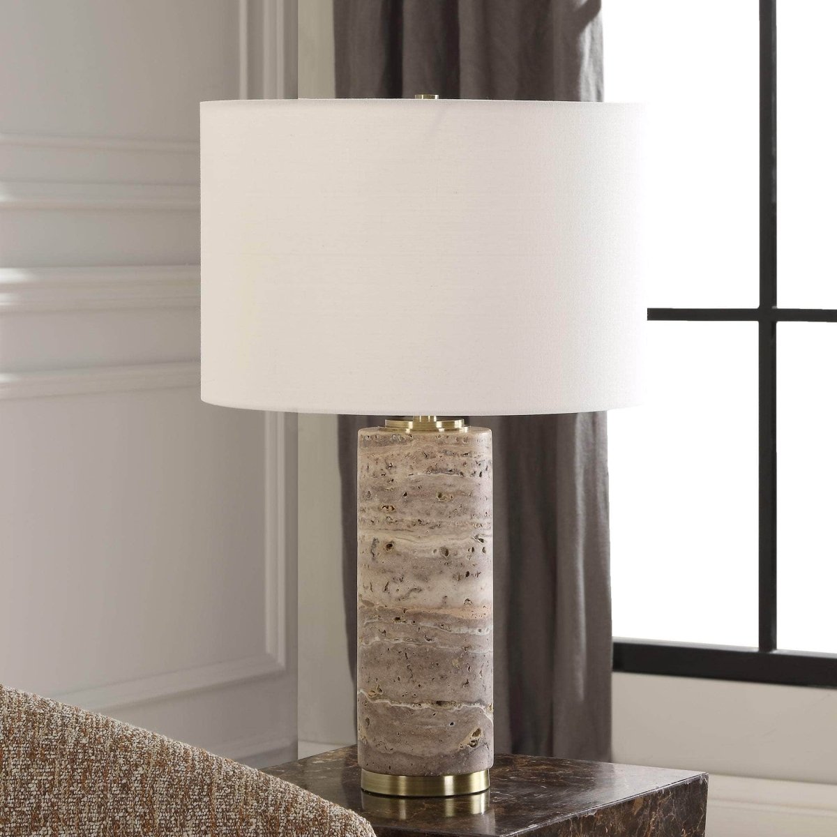 Cortado Travertine Table Lamp - Uttermost - Table Lamps by Modest Hut