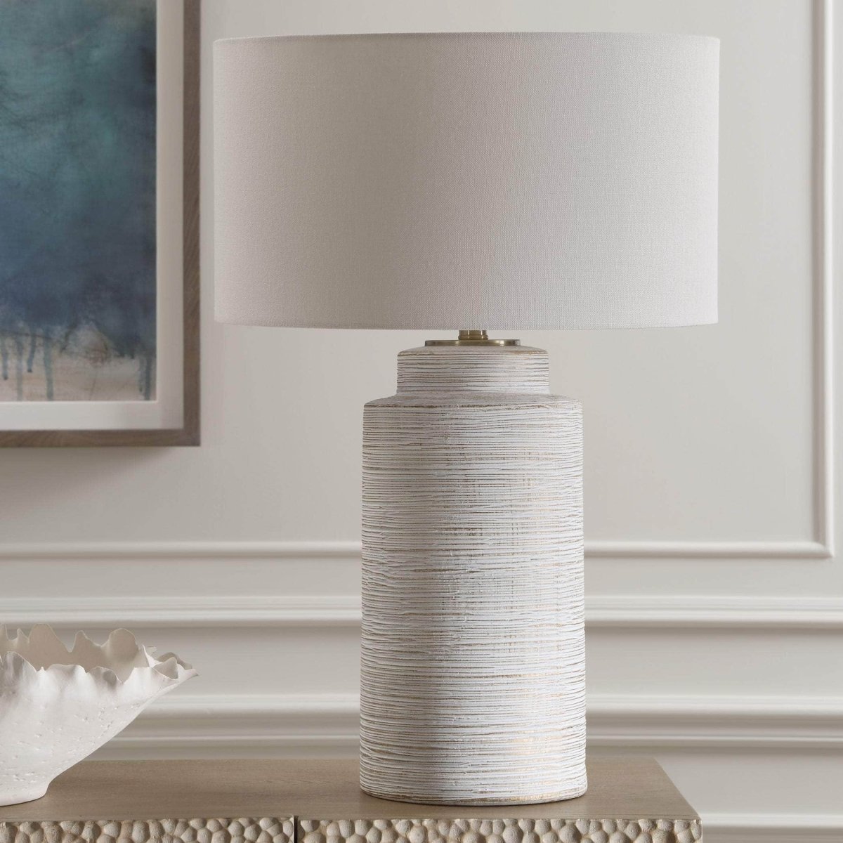 Crimp Ribbed Table Lamp - Uttermost - Table Lamps by Modest Hut