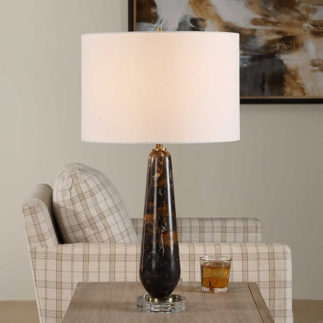 Dames Dark Marble Table Lamp - Table Lamps