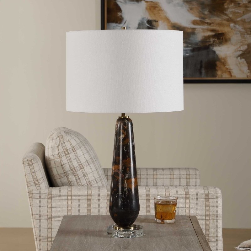 Dames Dark Marble Table Lamp - Table Lamps