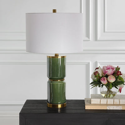 Dark Green Ceramic Table Lamp with Gold Accents - Uttermost - Table Lamps by Modest Hut
