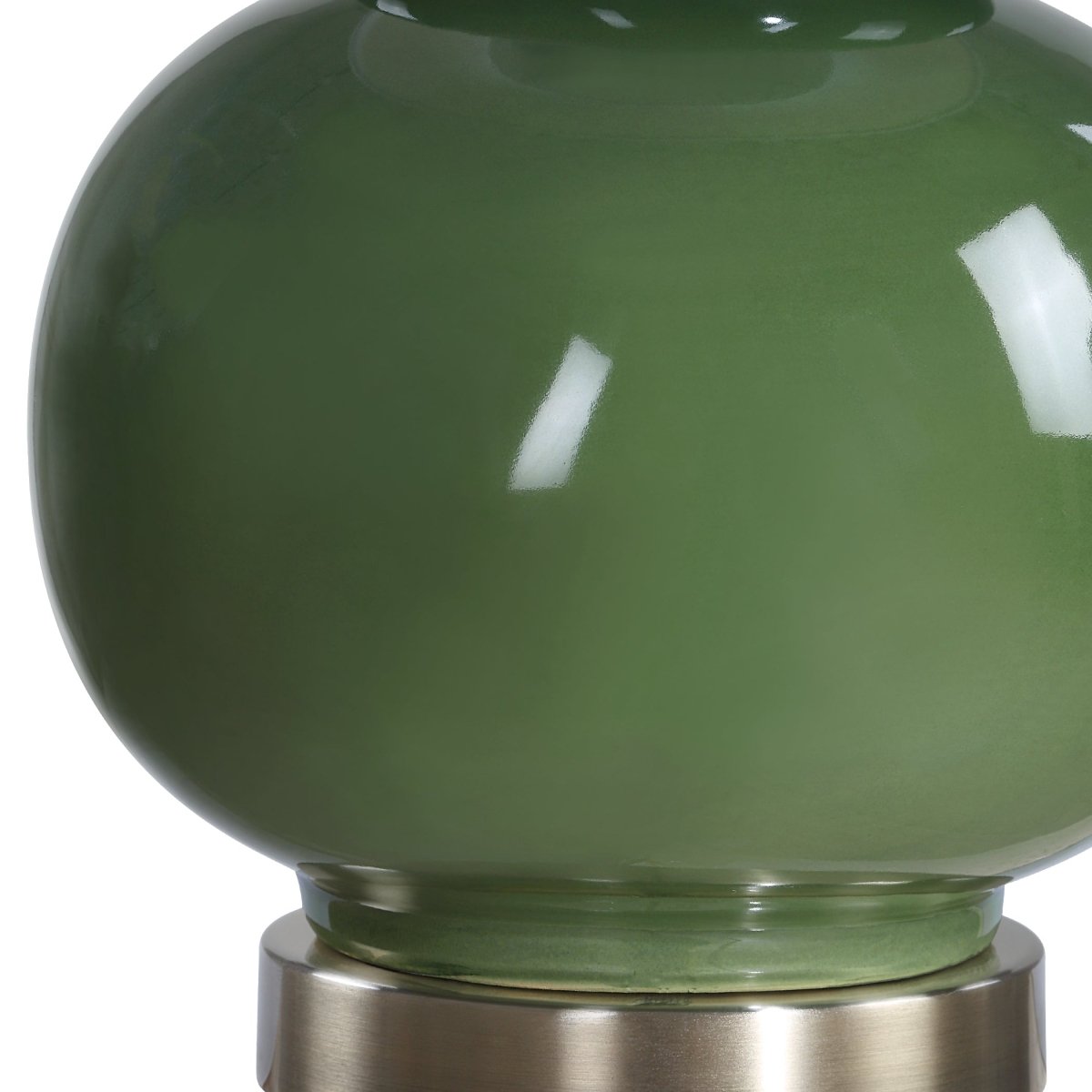 Dark Green Glazed Gourd Table Lamp with Brass Accents - Uttermost - Table Lamps by Modest Hut