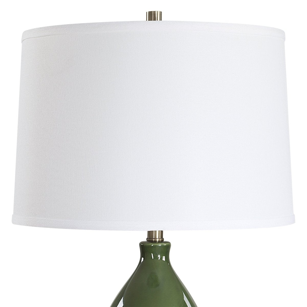 Dark Green Glazed Gourd Table Lamp with Brass Accents - Uttermost - Table Lamps by Modest Hut