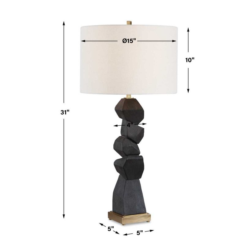 Dimension guide for the Demelo Deep Walnut Stacked Table Lamp