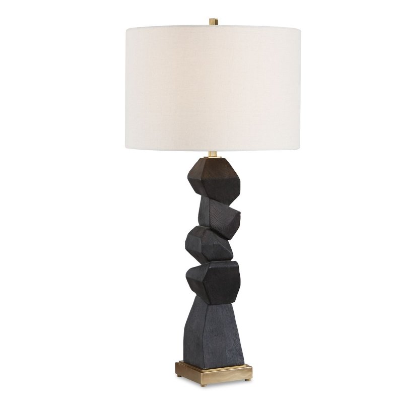 Alternate angle of the Demelo Deep Walnut Stacked Table Lamp by Uttermost