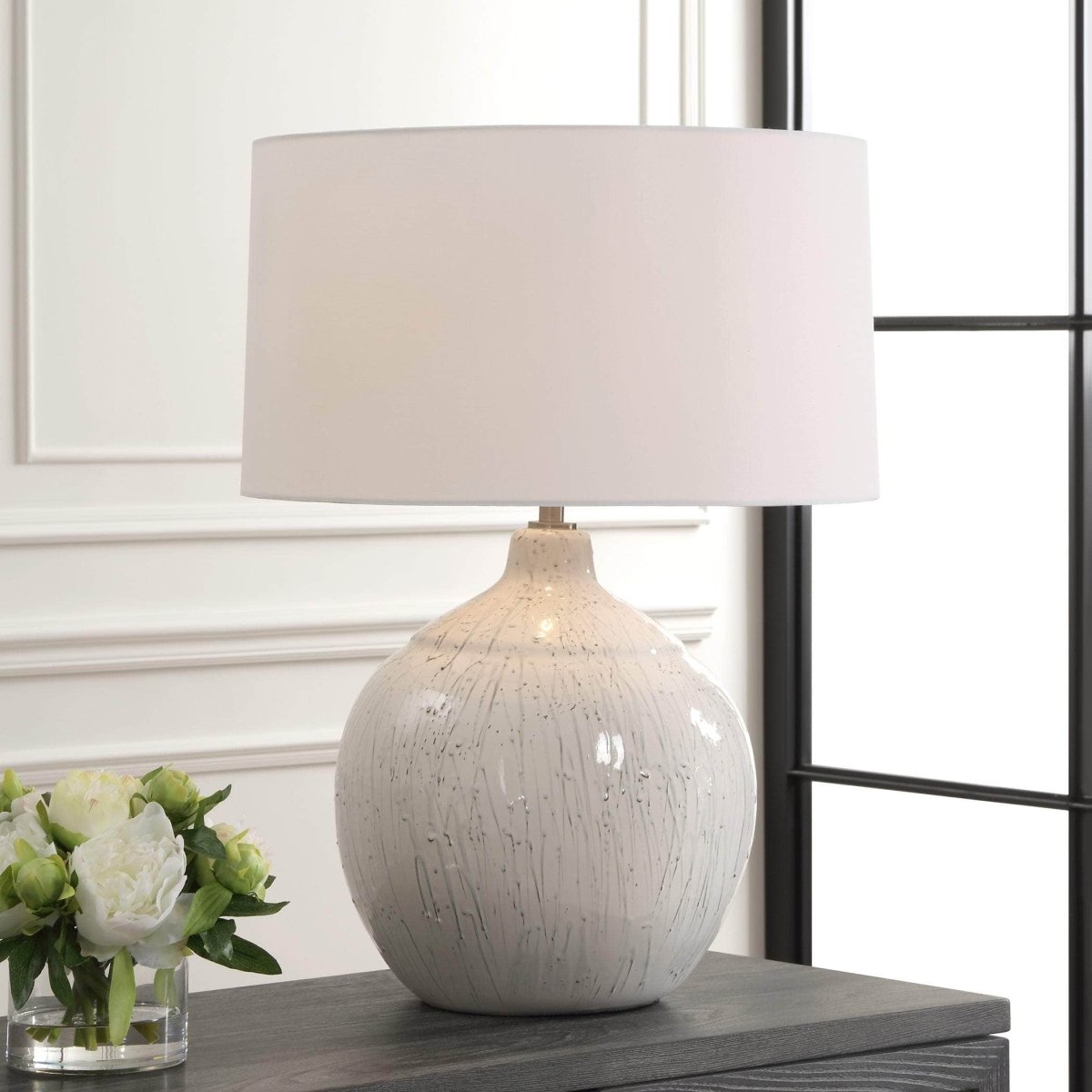 Dribble White Glaze Table Lamp - Uttermost - Table Lamps by Modest Hut