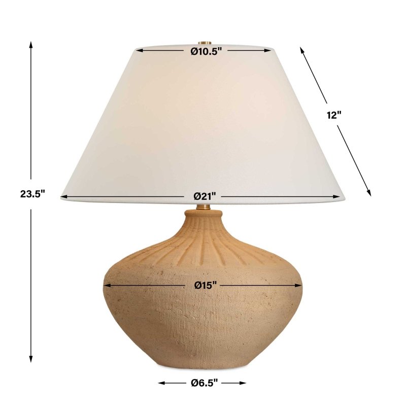 Eldon Terracotta Table Lamp by Uttermost dimensions diagram