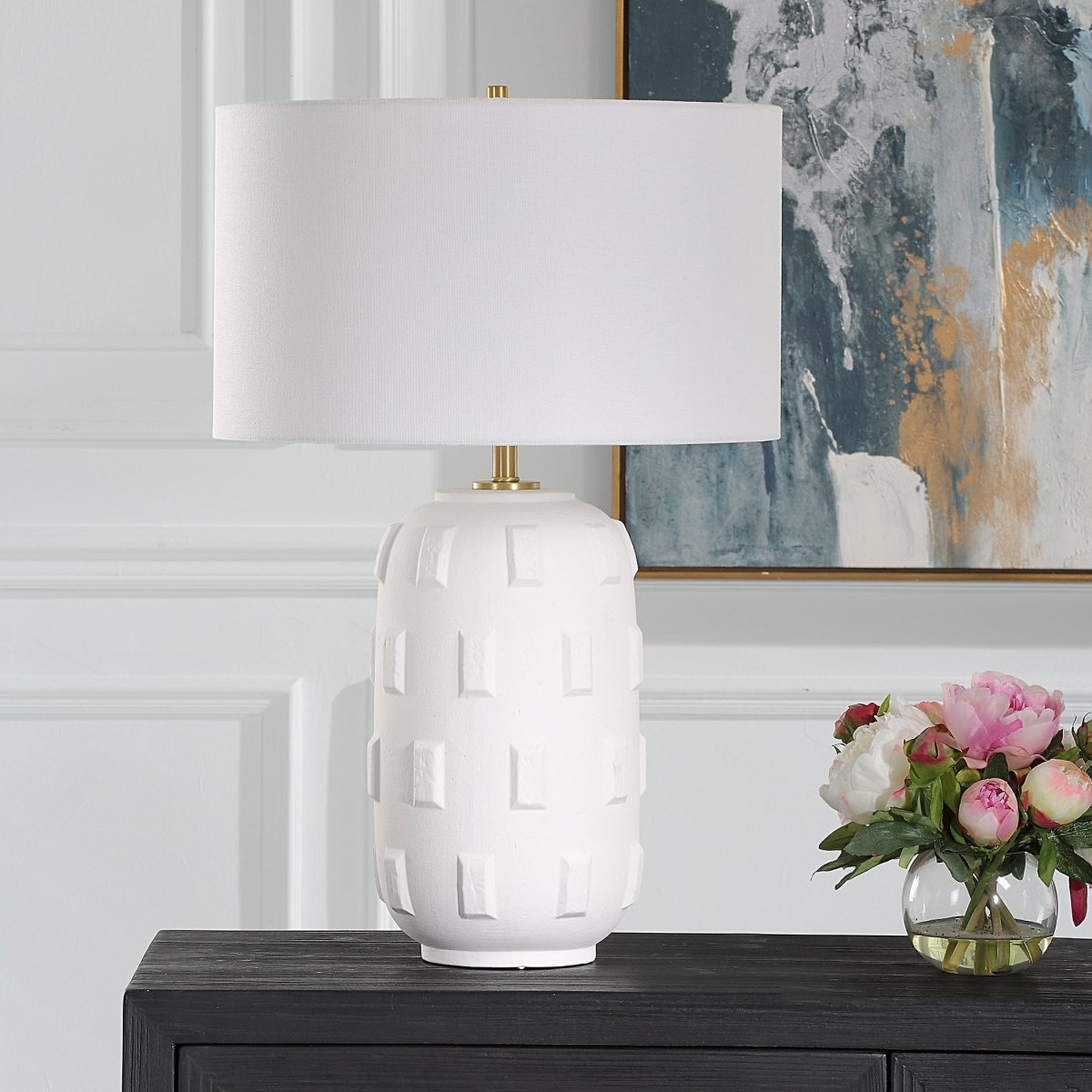 Emerie Textured White Table Lamp - Uttermost - Table Lamps by Modest Hut