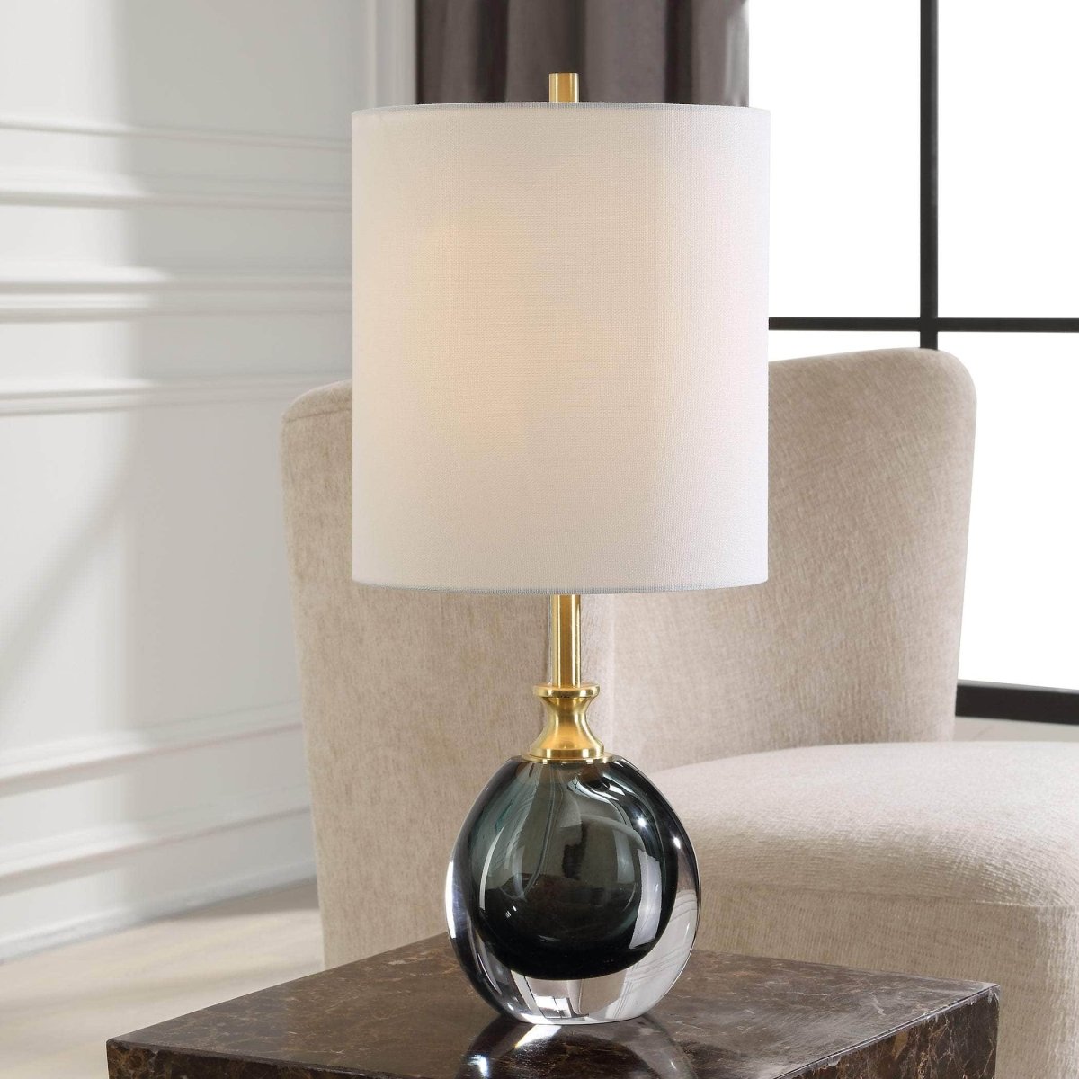 Enigma Teal Blue Glass Buffet Lamp - Uttermost - Table Lamps by Modest Hut