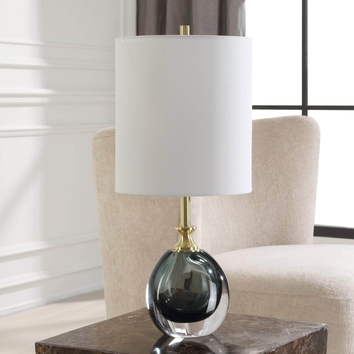 Enigma Teal Blue Glass Buffet Lamp - Uttermost - Table Lamps by Modest Hut