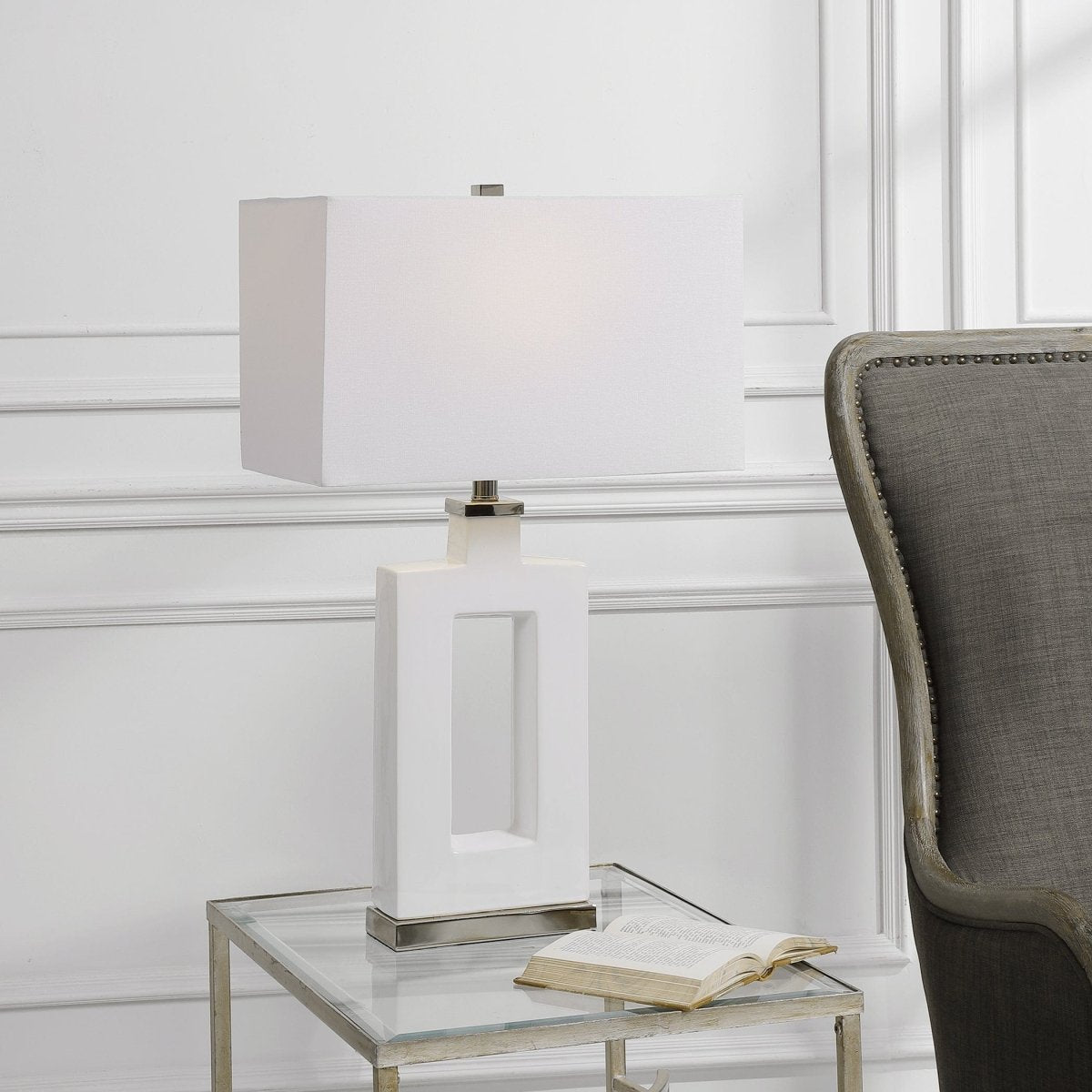 Entry Modern White Table Lamp - Uttermost - Table Lamps by Modest Hut