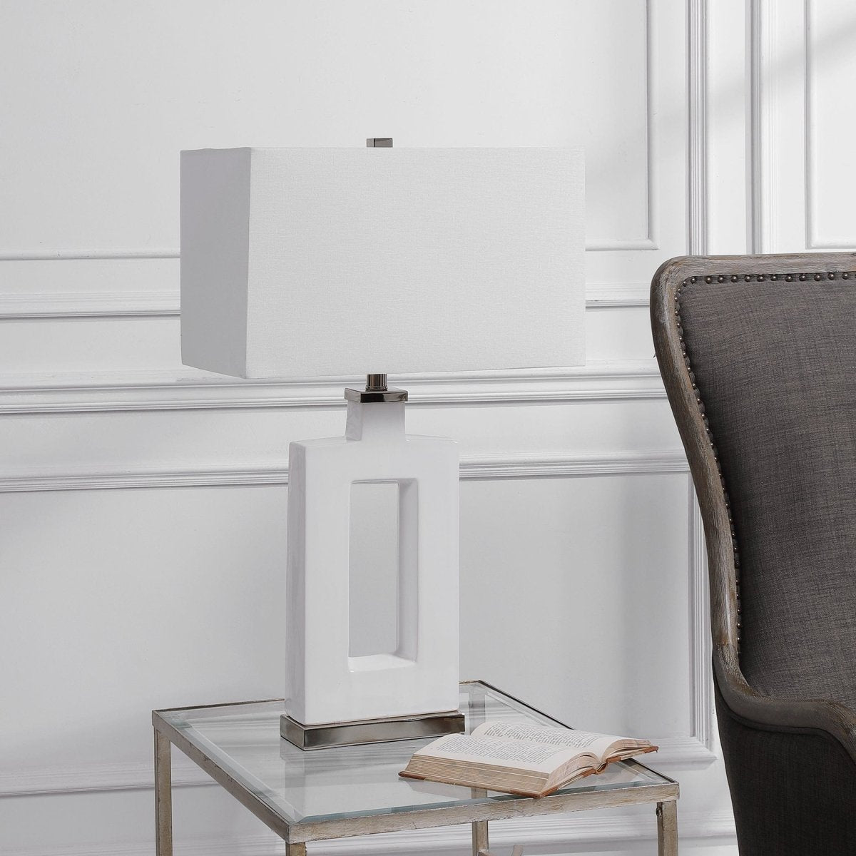 Entry Modern White Table Lamp - Uttermost - Table Lamps by Modest Hut