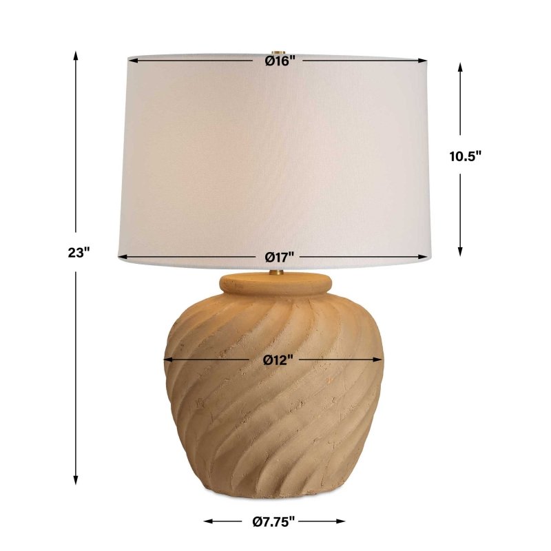 Farai Terracotta Table Lamp by Uttermost dimensions diagram