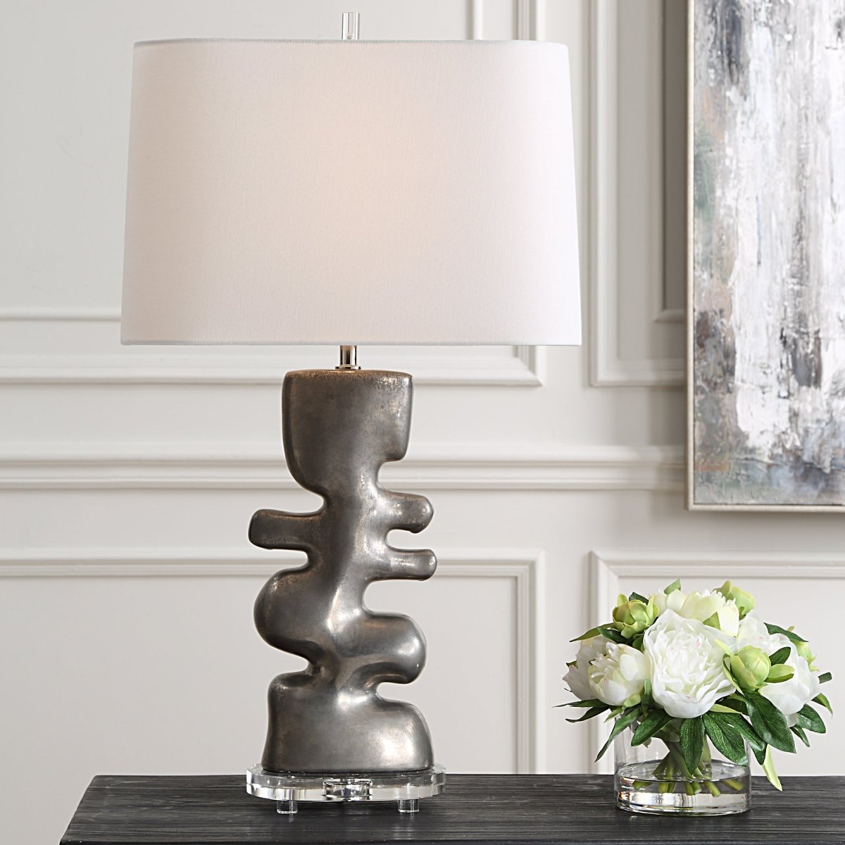 Free Flowing Nickel Table Lamp - Uttermost - Table Lamps by Modest Hut