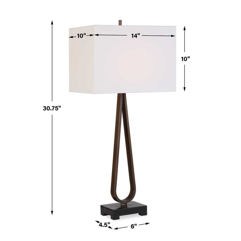 Dimension guide for the Galloway Dark Bronze Marble Table Lamp