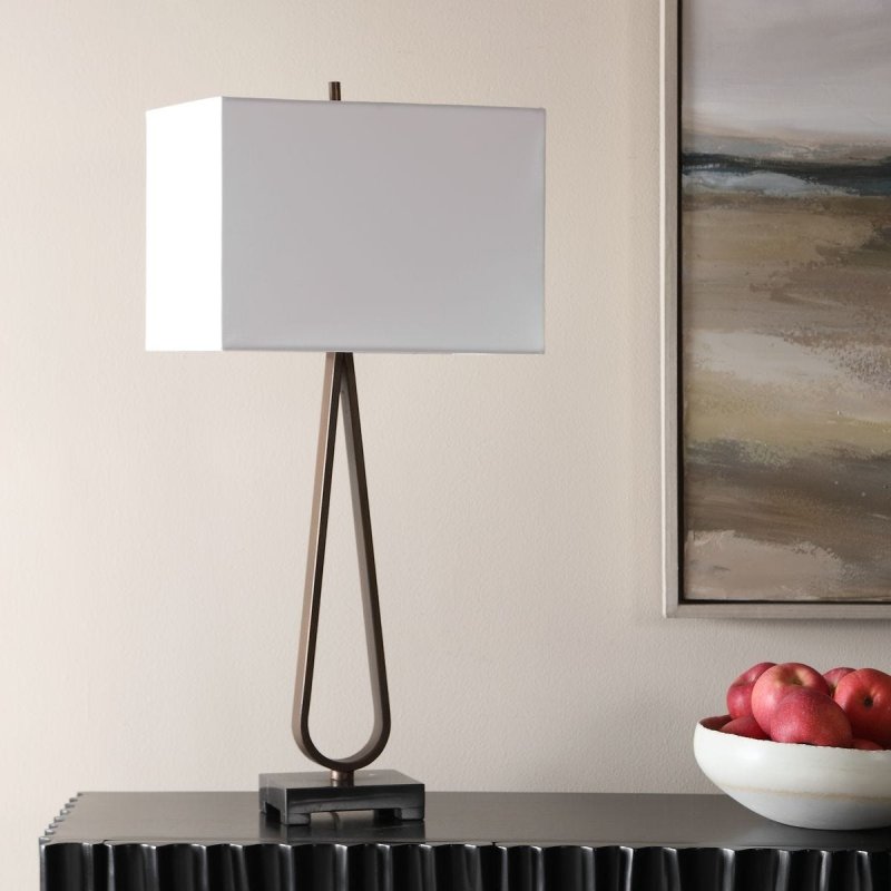 Side view of the Galloway Dark Bronze Marble Table Lamp by Uttermost