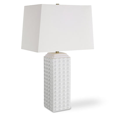 Gloss White Ceramic Diamond Table Lamp - Uttermost - Table Lamps by Modest Hut