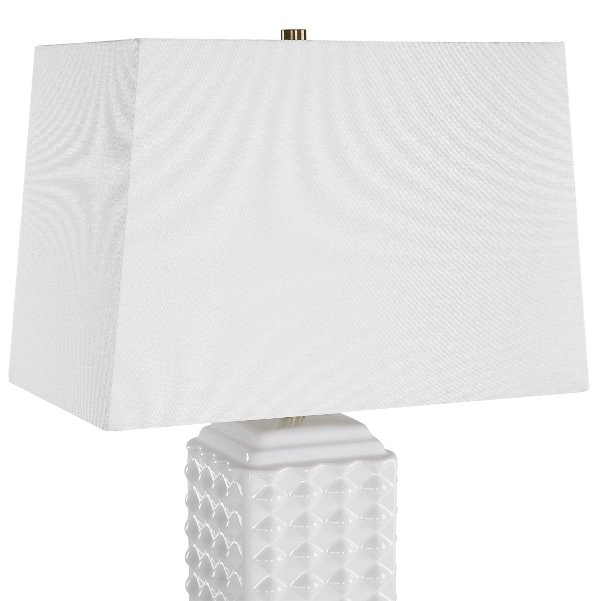 Gloss White Ceramic Diamond Table Lamp - Uttermost - Table Lamps by Modest Hut