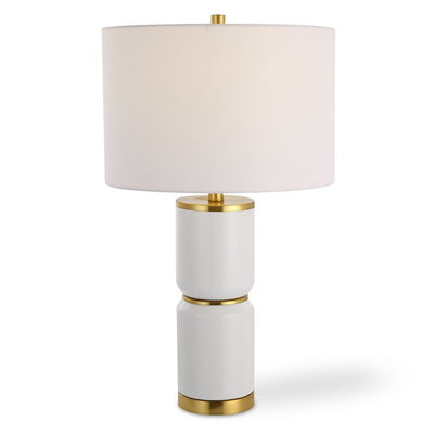 Gloss White Ceramic Table Lamp with Gold Accents - Uttermost - Table Lamps by Modest Hut
