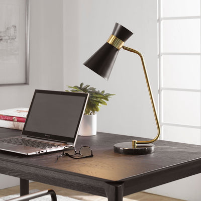 Gold Desk Lamp with Black Marble Foot - Uttermost - Table Lamps by Modest Hut