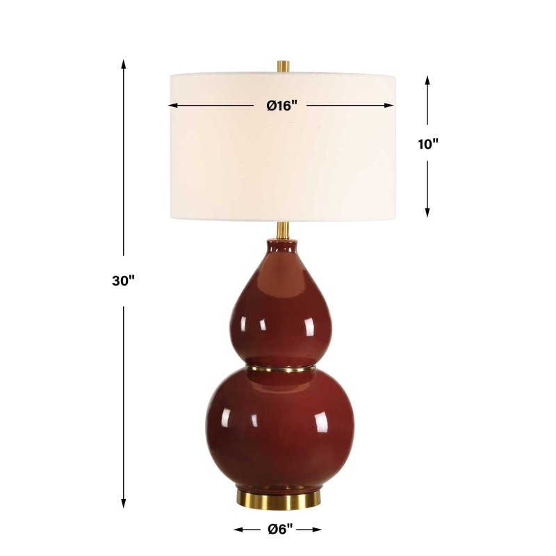 Gourd Burgundy Table Lamp by Uttermost dimensions diagram
