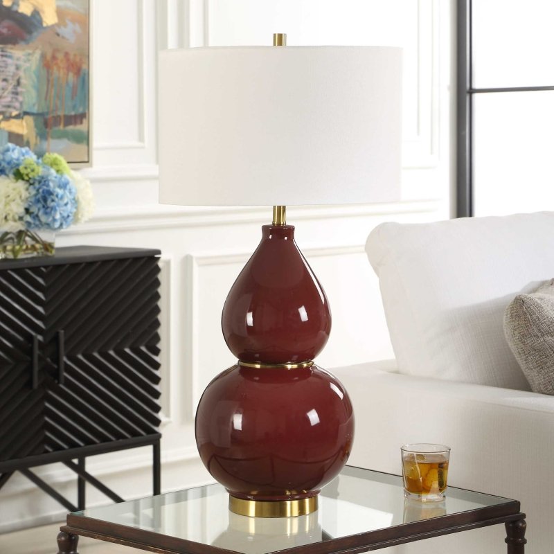 Gourd Burgundy Table Lamp - Table Lamps