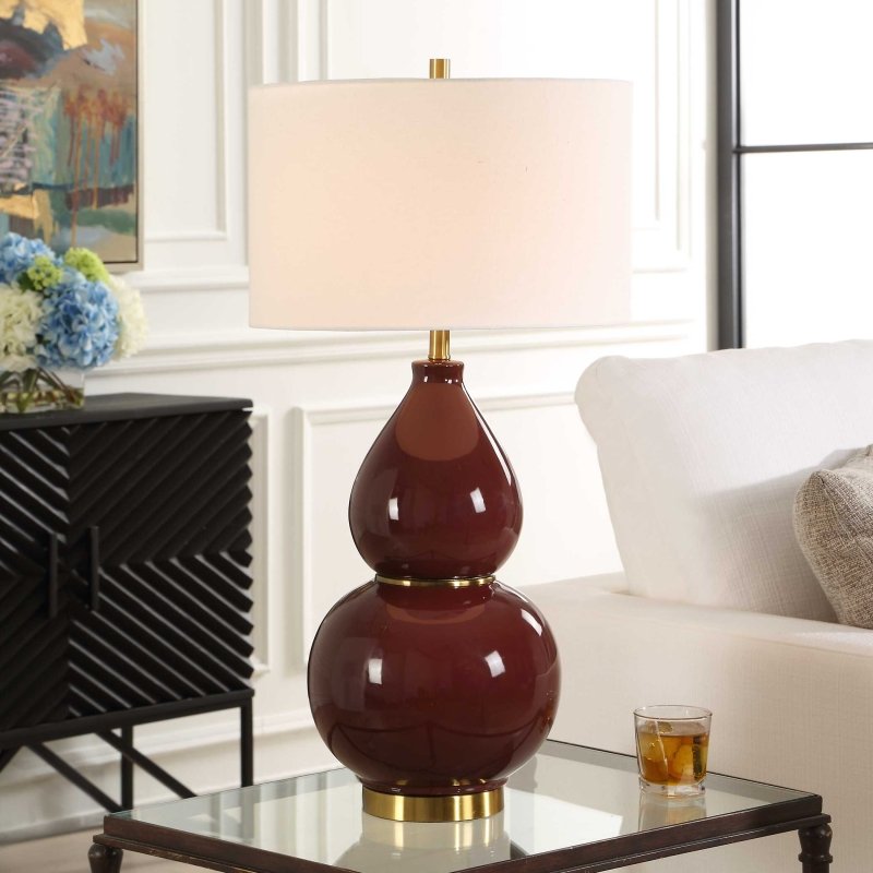 Gourd Burgundy Table Lamp - Table Lamps