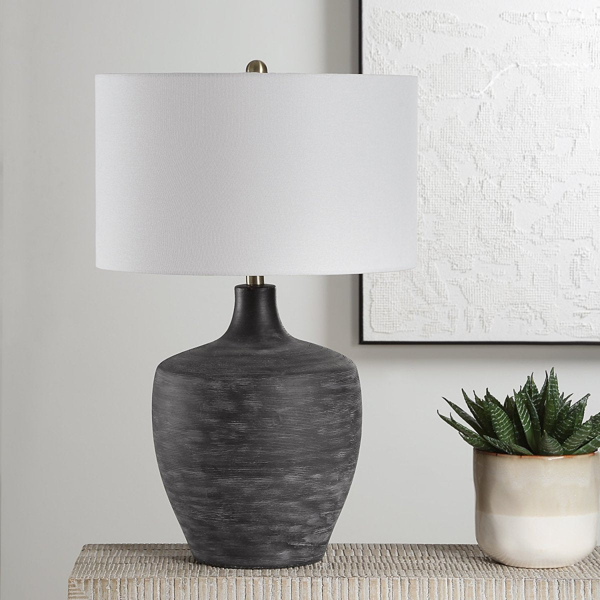 Graphite Ribbed Table Lamp - Uttermost - Table Lamps by Modest Hut