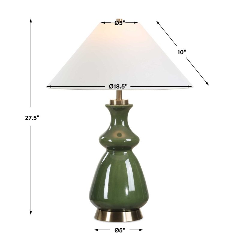 Green Thumb Table Lamp by Uttermost dimensions diagram