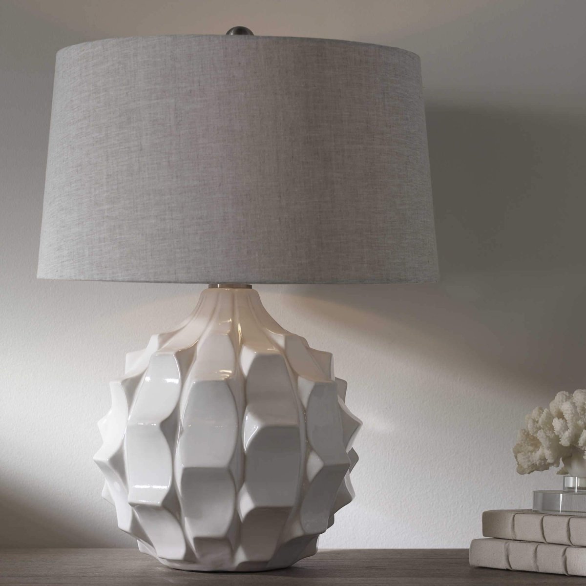 Guerra Scalloped Plated Table Lamp - Uttermost - Table Lamps by Modest Hut
