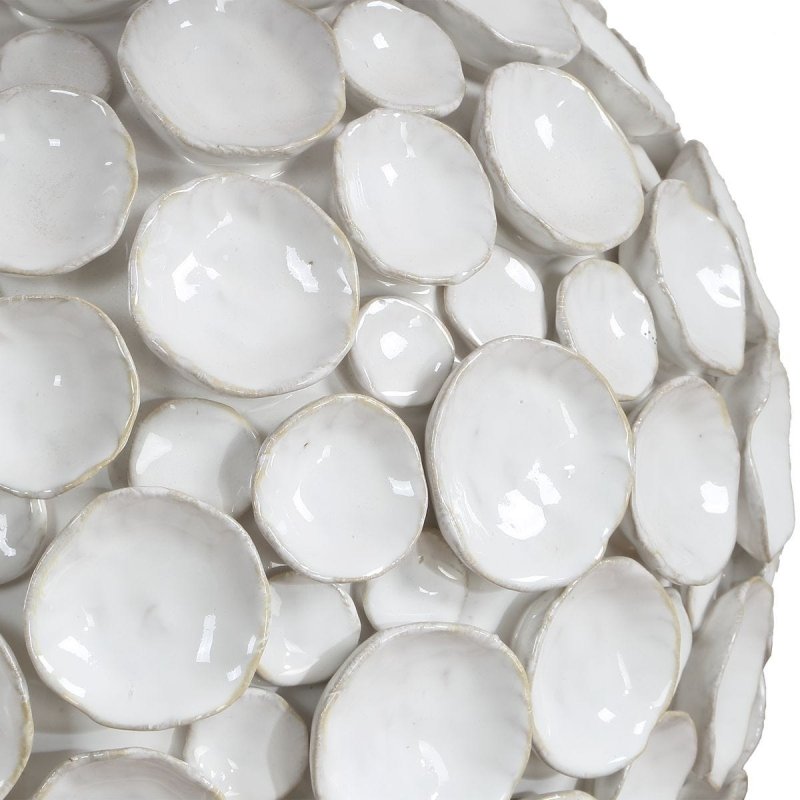 Detail view of warm-white glaze on the Hartley White Petal Ceramic Table Lamp