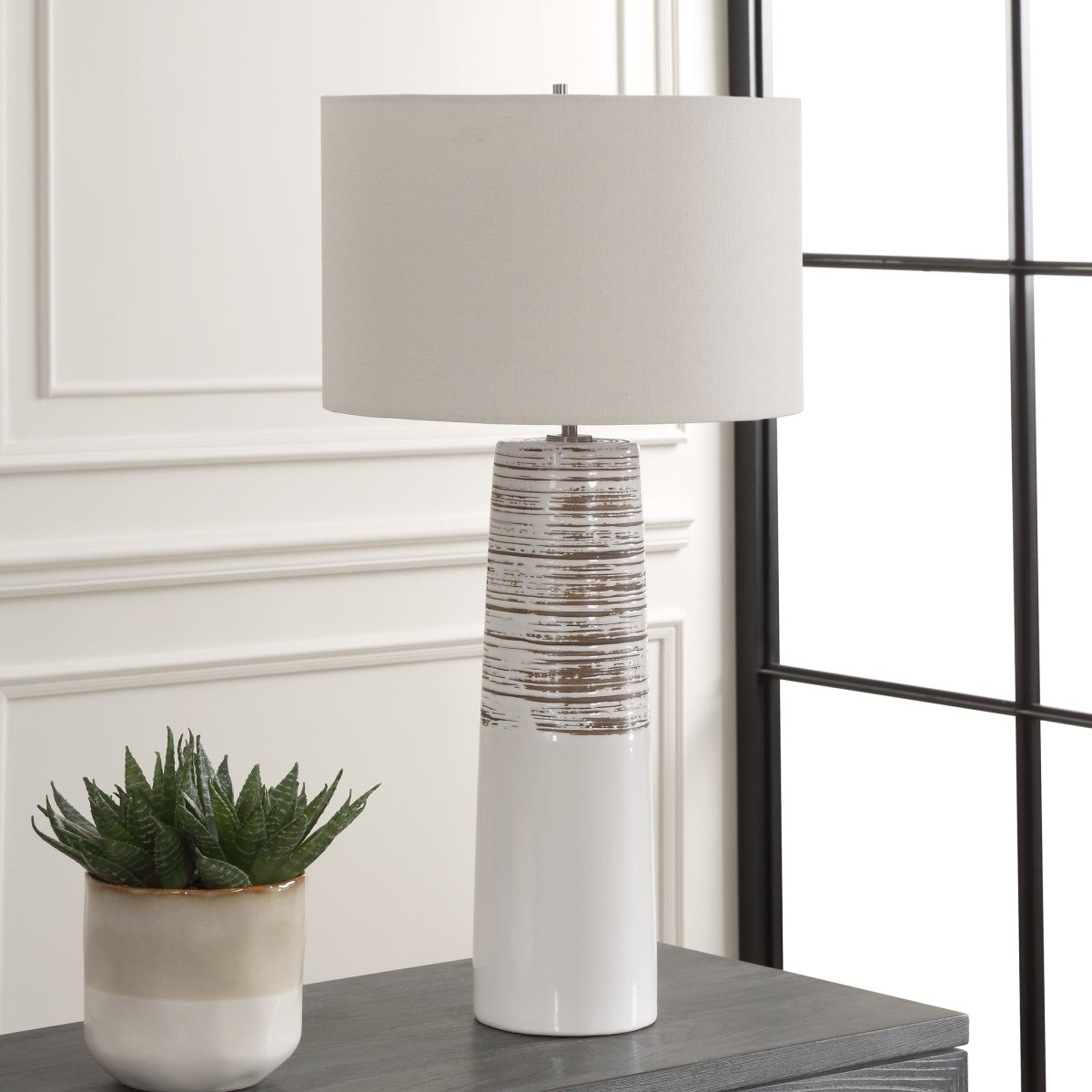 Haven White Glaze Table Lamp - Uttermost - Table Lamps by Modest Hut