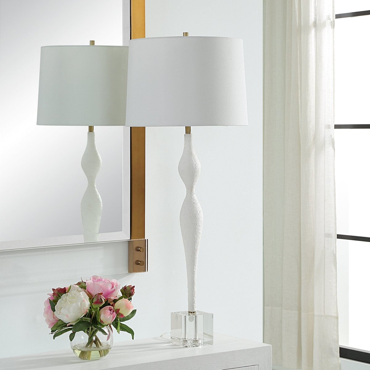 Helena Slender White Table Lamp - Uttermost - Table Lamps by Modest Hut